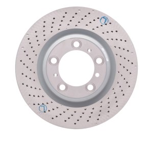 Porsche 911 Brake Rotor (1) - Left Rear - R1 Concepts - Drilled Carbon Alloy GeoMET - `10-`23